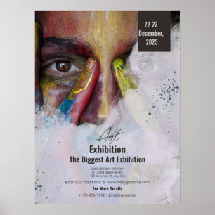 Poster Panfleto de retrato de exposição de arte colorida,