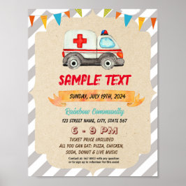 Poster Panfleto de tema de Ambulância fofa editável