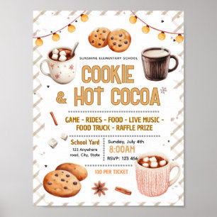 Poster Panfleto editável de biscoito e cacau quente