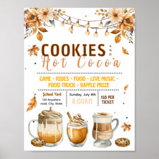 Poster Panfleto editável de biscoitos e cacau de outono