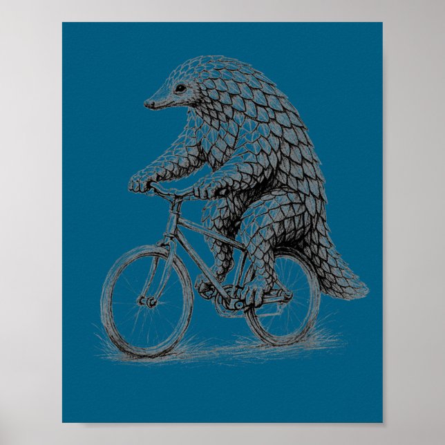 Poster Pangolim andando de bicicleta engraçado ciclismo a (Frente)