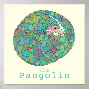 Poster Pangolin Pangolin Animal Wildlife Art Green 