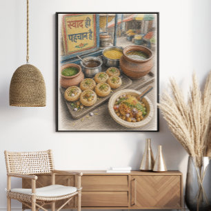 Poster Pani Puri e Chaat indianos de rua