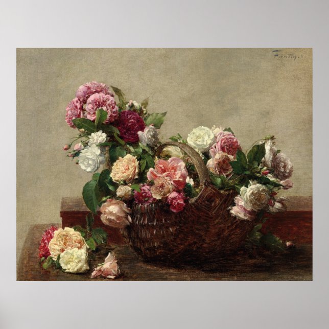 Poster Panier de Rosas - Henri Fantin-Latour (Frente)