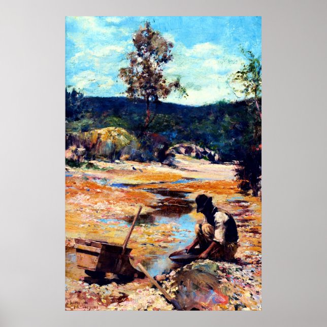 Poster Panning for Gold 1893 Walter Withers Australiano  (Frente)