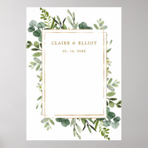 Poster Pano de Fundo de Casamento Folhagem Dourada Botâni