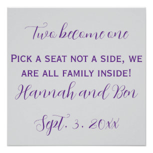 Póster Pano de Fundo de Casamento Roteiro Roxo Personaliz