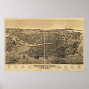 Póster Panorama antigo do Columbia Britânica 1889 de