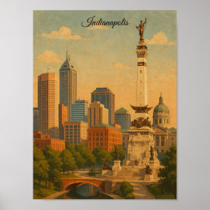 Poster Panorama da Cidade de Indianapolis Indiana