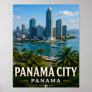 Poster Panorama da Cidade do Panamá e Maravilha do Canal