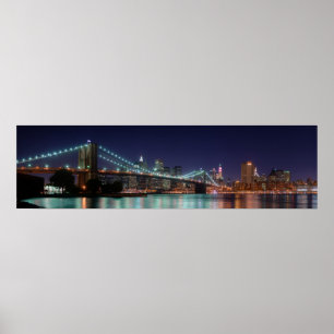 Póster Panorama da noite da ponte de Brooklyn