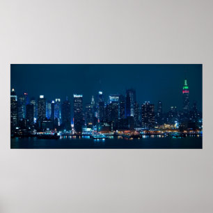 Póster Panorama da noite de Manhattan