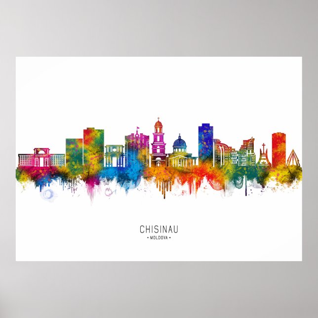 Poster Panorama de Chișinău Moldávia (Frente)
