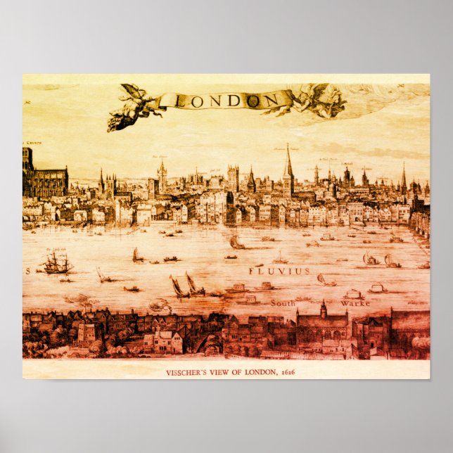 Poster Panorama de Londres em 1616 (Frente)