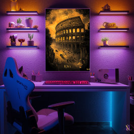 Poster Panorama de Roma - Arte em Monocromia a Carvão - U