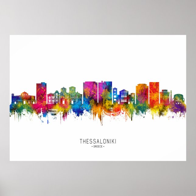 Poster Panorama de Tessalônica Grécia (Frente)