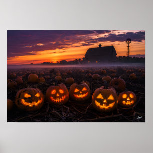 Poster Panorama do Campo de Abóboras ao Crepúsculo