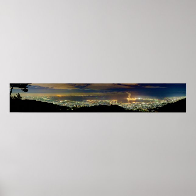 Póster Panorama Kansai Osaka Bay Japão do Monte Rokko (Frente)