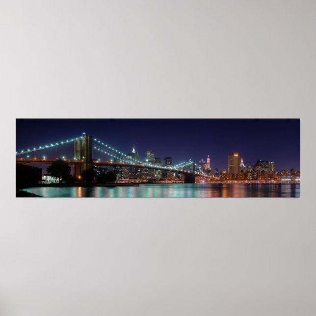 Póster Panorama Noturno da Ponte do Brooklyn (Frente)