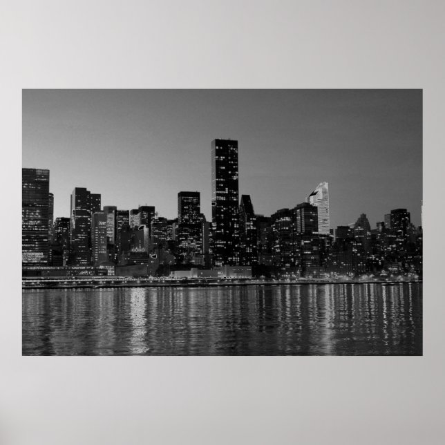 Poster Panorâmica Black White Nova Iorque Night (Frente)