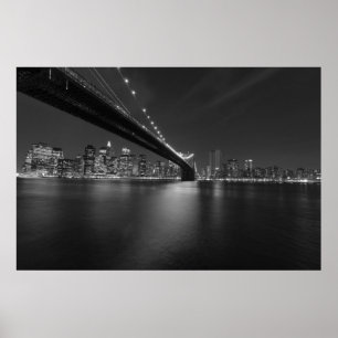 Póster Panorâmica Black White Nova Iorque Skyline