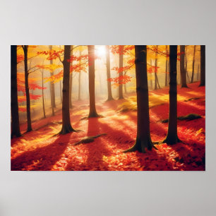 Poster Panorâmica Paisagem Autumn Forest Nature Tranquil