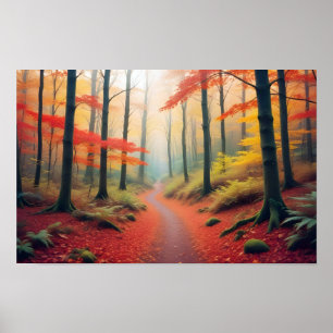 Poster Panorâmica Paisagem Autumn Forest Nature Tranquil