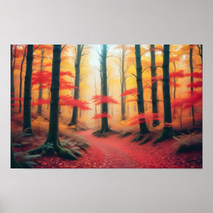 Poster Panorâmica Paisagem Autumn Forest Nature Tranquil