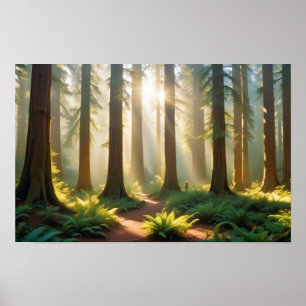 Poster Panorâmica Paisagem Floresta Natural Cenário Tranq