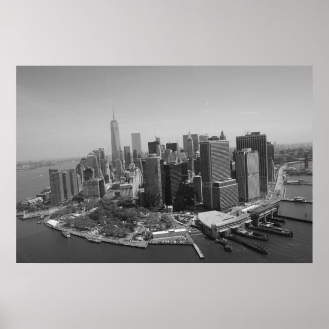 Poster Panorâmica Preto e Branco Skyline de Nova York (Frente)