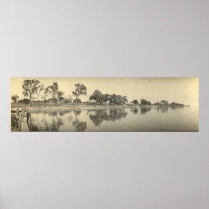 Póster Panorâmica Vintage da Ilha Kelleys, OH - Costa