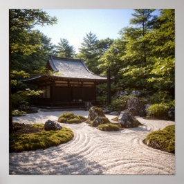 Poster Panorâmica Zen Garden View & Traditional Tea House