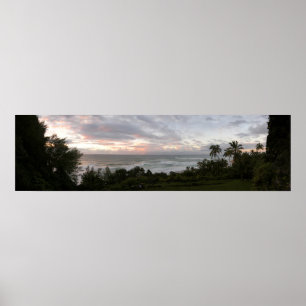 Poster panorâmico do por do sol havaiano