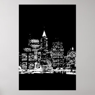 Poster panorâmico preto & branco da Nova Iorque