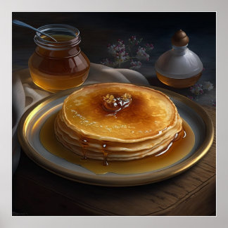 Poster panquecas cozidas servidas numa placa de atordoame