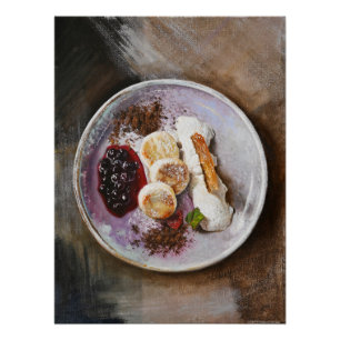 Póster Panquecas de queijo com Berries - Comida Gourmet