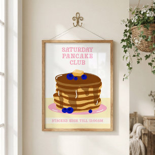 Poster Panquecas Divertidas e Retrô para o Café da Manhã 