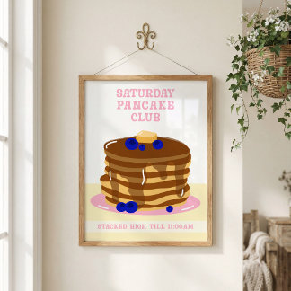 Poster Panquecas Divertidas e Retrô para o Café da Manhã
