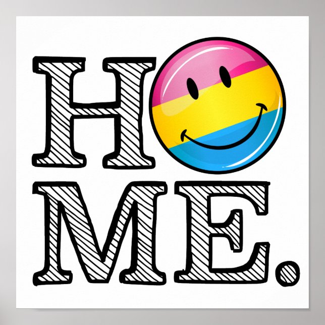 Póster Pansexual Orgulho Sorrindo Bandeira Agregando (Frente)