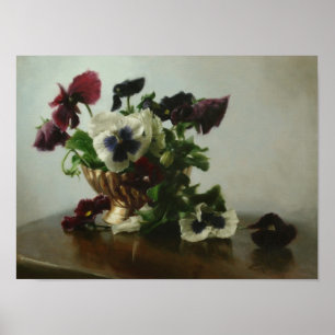 Poster Pansies em uma bacia de bronze