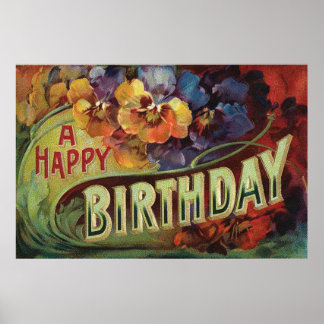 Póster Pansies Pansy Rainbow Flowers Floral