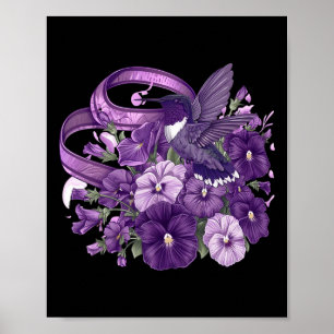 Poster Pansy Floral de Beija-flor Faixa Roxa Heimerheime