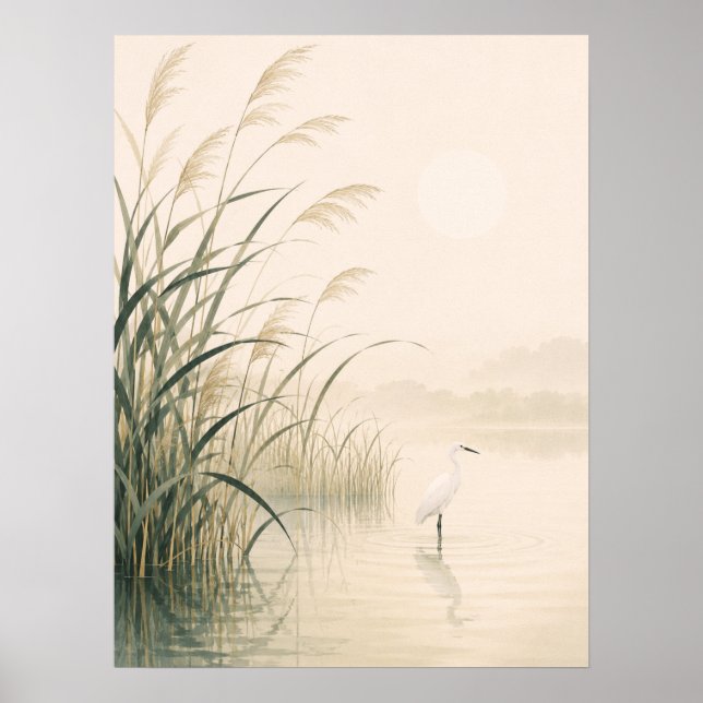 Poster Pântano de Junco Sussurrante Japonês Minimalista N (Frente)