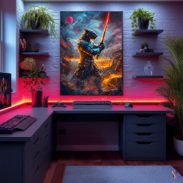 Poster Pantera Cósmica Samurai - Lâmina Celestial Mestre