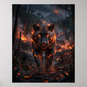 Poster Pantera de Lava Selva Vulcânica