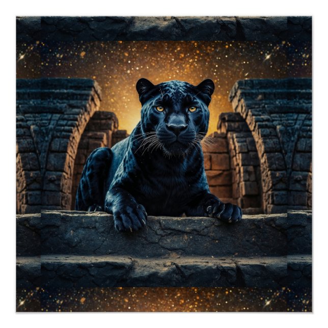 Póster Pantera Negra e Templo Tailandês (Frente)