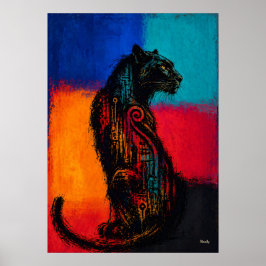 Poster Pantera Negra Expressionista em Cartaz de Campos d