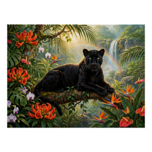 Póster Pantera Negra Quênia Flores da Selva Cachoeira