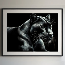 Poster Pantera Preta de Desenho do Pastel duro III