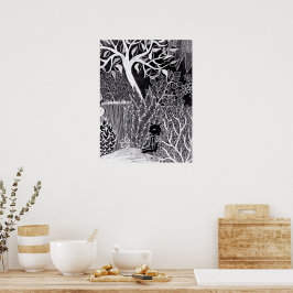 Poster Pantera preta na selva - desenho a lápis